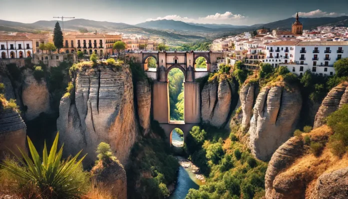 Vista de Ronda en Málaga y su famoso puente