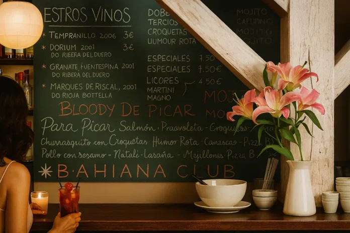 pizarra y barra de Bahiana Club sala